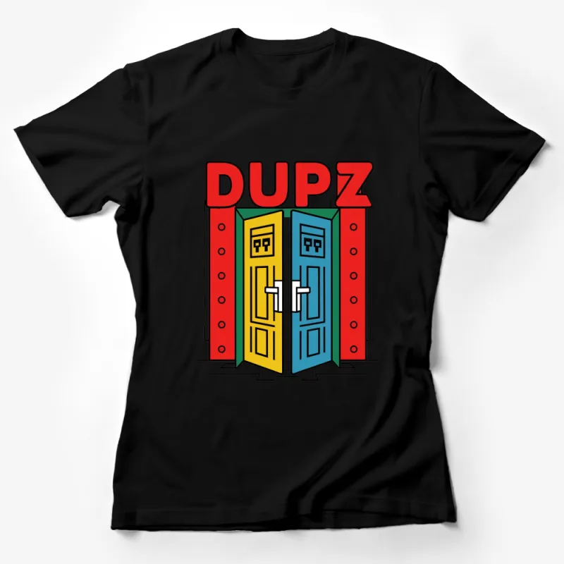 Bold DUPZ Graphic T-Shirt, Retro Style Colorful Lockers, Hipster Urban Tee, Streetwear Unisex Top Female T-Shirt