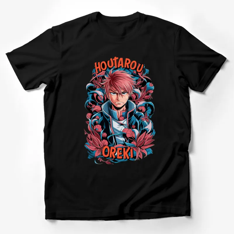 Houtarou Oreki Anime T-Shirt, Manga Character Red Hair, Floral Kimono Design Tee, Unique Manga Fan Gift Male T-Shirt