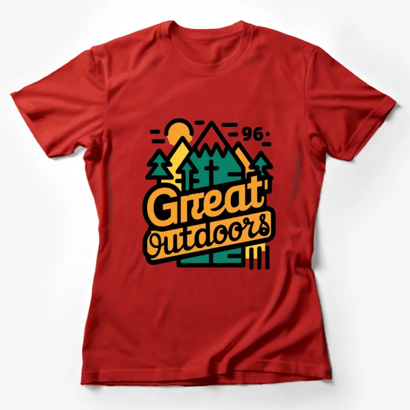 Great Outdoors Mountain and Sun T-Shirt, Vibrant Outdoor Enthusiast Tee, Nature Lover Shirt Female T-Shirt