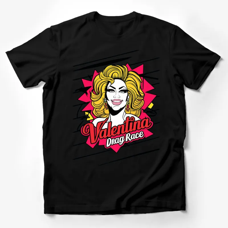 Valentina Drag Race Inspired Graphic T-Shirt, Bold Pop Art Style Tee, Fashionable Statement Apparel Male T-Shirt