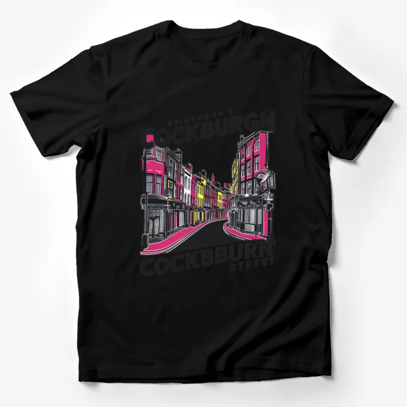 Edinburgh Cockburn Street Graphic T-Shirt, Colorful Urban Art, Cityscape Tee, Travel Scotland, Unique Gift Idea Male T-Shirt