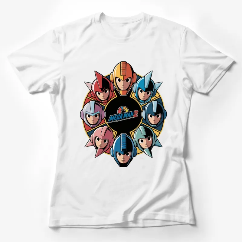 Mega Man 2 Classic Video Game Characters T-Shirt, Retro Gaming Apparel, Nostalgic Geek Gift Female T-Shirt