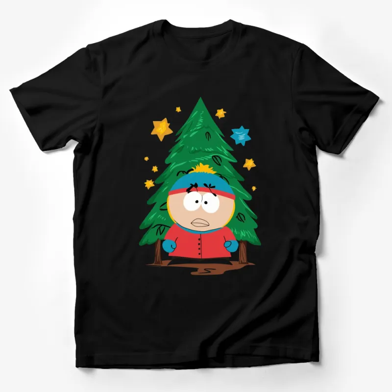 Funny Cartoon Character Dressed as Christmas Tree Winter T-Shirt Male T-Shirt