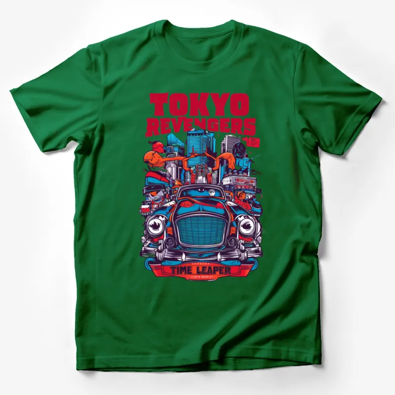 Tokyo Revengers Anime Graphic Tee, Time Leaper Vintage Car, Colorful Urban T-Shirt, Unisex Manga Shirt Male T-Shirt