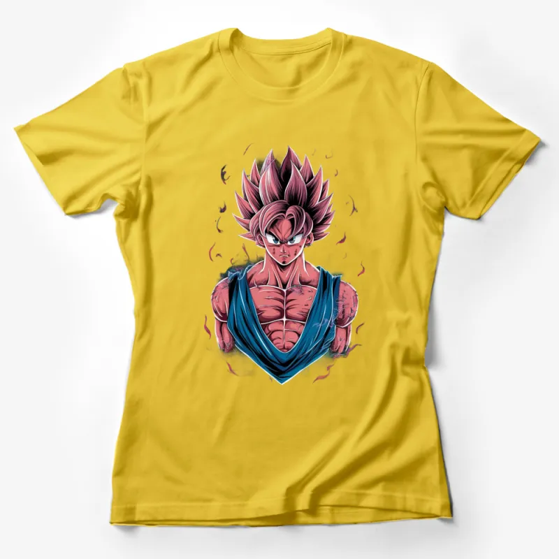 Super Saiyan Pink Hair Anime Character T-Shirt, Manga Inspired Graphic Tee, Unisex Female T-Shirt