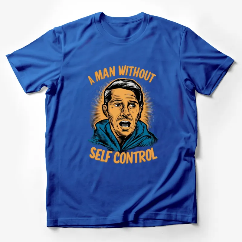 Retro Comic Art T-Shirt A Man Without Self Control Unique Design Tee Male T-Shirt