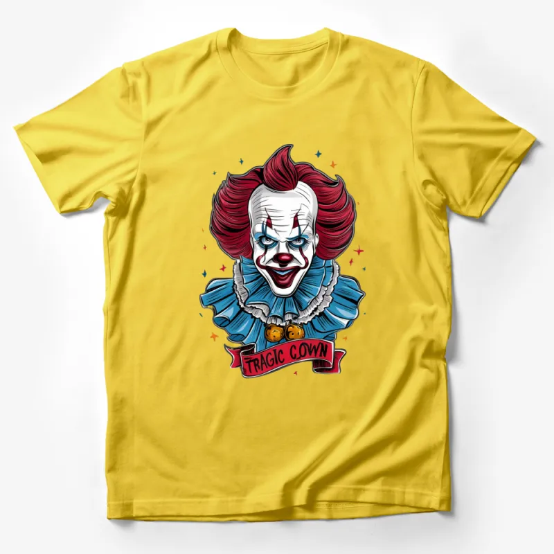 Tragic Clown Graphic T-Shirt, Unique Red and Blue Clown Art Tee, Unisex Adult Clothing, Horror Clown Illustration Shirt Male T-Shirt