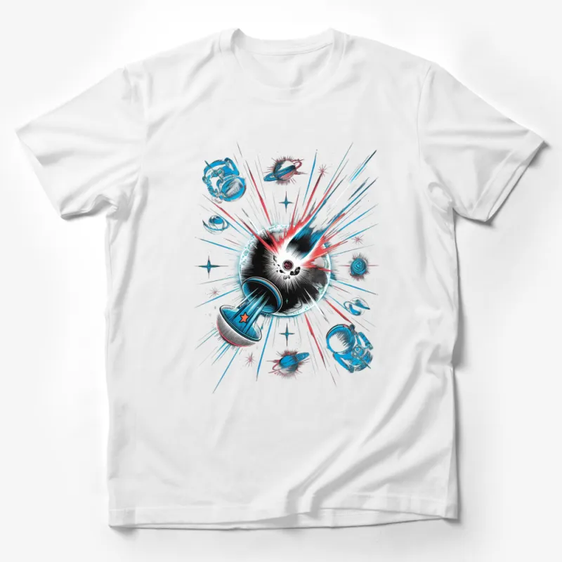 Retro Vinyl Record Explosion T-Shirt, Vintage DJ Gear, Music Lover Gift, Graphic Tee Male T-Shirt