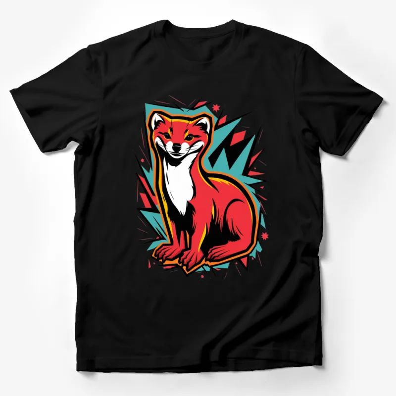 Vibrant Red Fox Graphic T-Shirt, Bold Animal Art Tee, Colorful Unisex Fashion Top Male T-Shirt