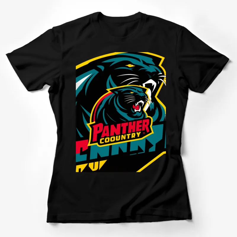 Panther Country Graphic T-Shirt, Bold Black and Yellow Design, Sports Team Inspired Casual Wear Female T-Shirt