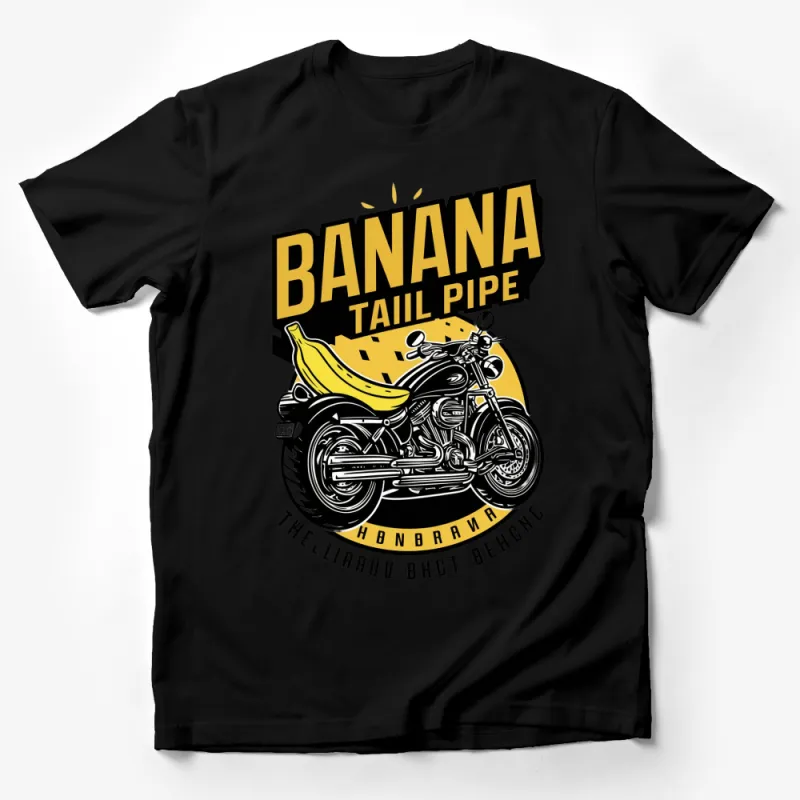 Vintage Banana Tail Pipe Motorcycle Graphic T-Shirt, Classic Biker Tee, Bold Yellow and Black Design Male T-Shirt