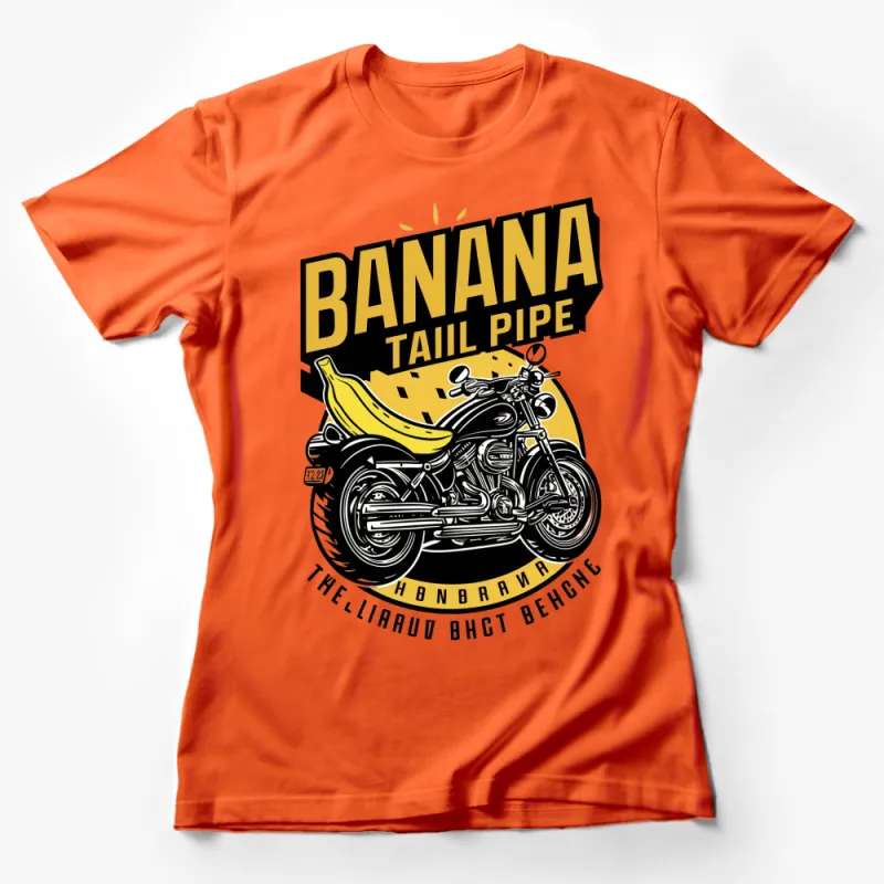 Vintage Banana Tail Pipe Motorcycle Graphic T-Shirt, Classic Biker Tee, Bold Yellow and Black Design Female T-Shirt