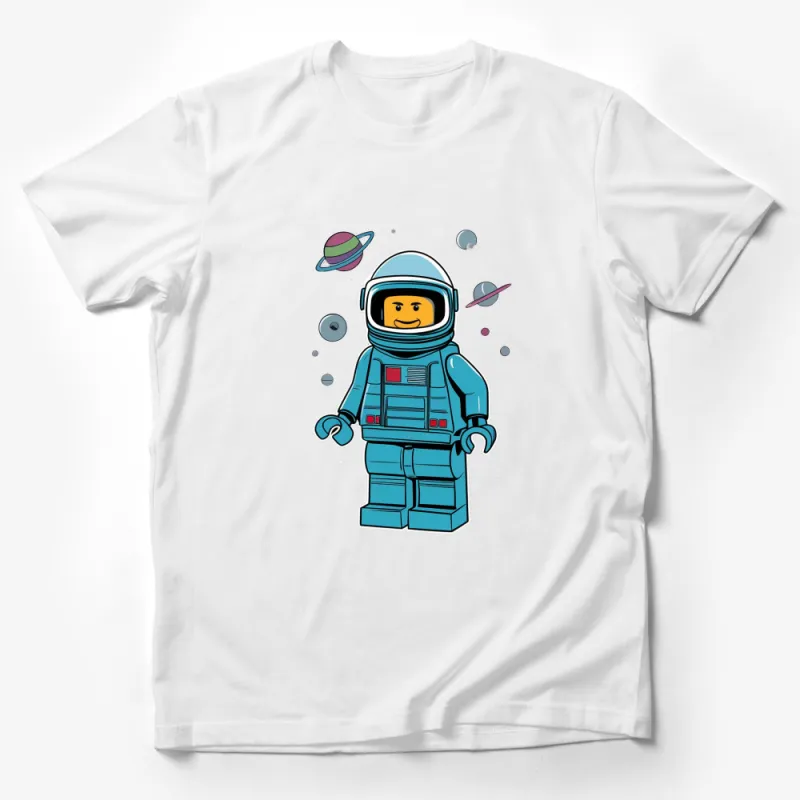 Kids Space Astronaut T-Shirt, Colorful Lego-Inspired Graphic Tee, Unisex Children's Clothing Male T-Shirt