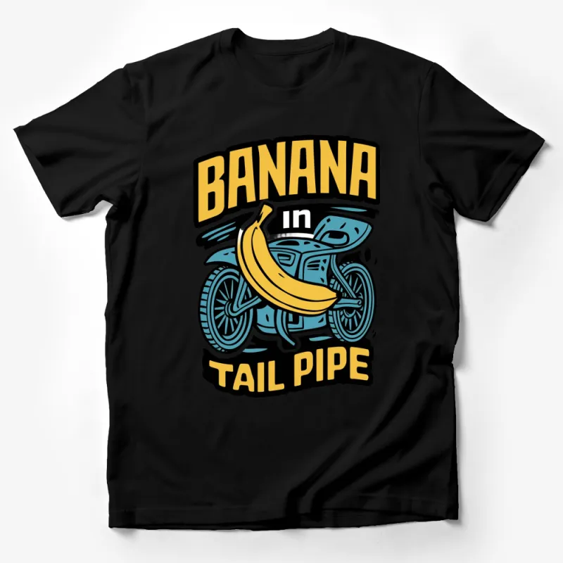 Vintage Banana in Tailpipe T-Shirt, Classic Motorcycle Graphic Tee, Fun Retro Style Shirt for Bike Lovers Male T-Shirt