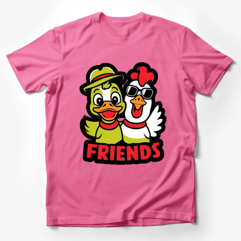 Cute Duck and Chicken Friends Cartoon T-Shirt, Colorful Kids Farm Animal Shirt, Fun Gift for Children Male T-Shirt