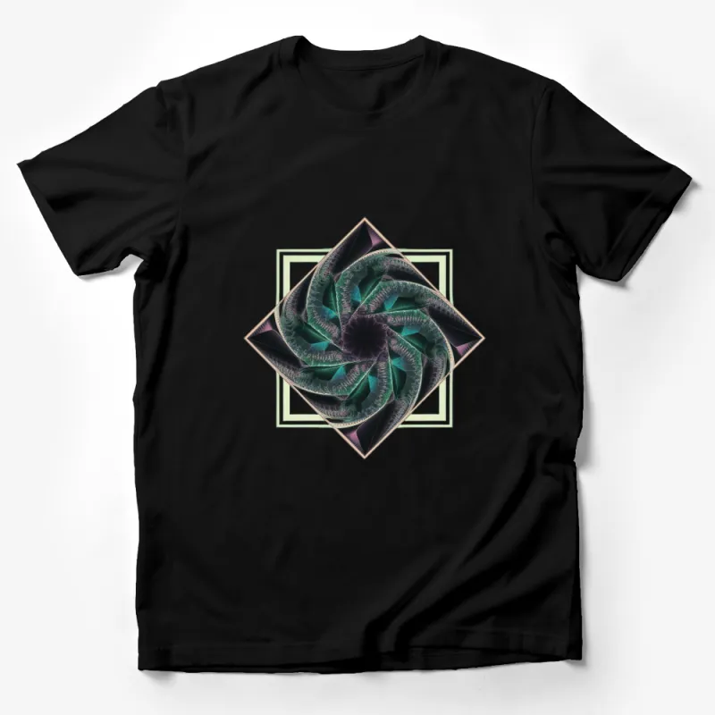 Abstract Geometric Fractal Art T-Shirt, Unique Graphic Tee, Cool Designer Shirt Male T-Shirt