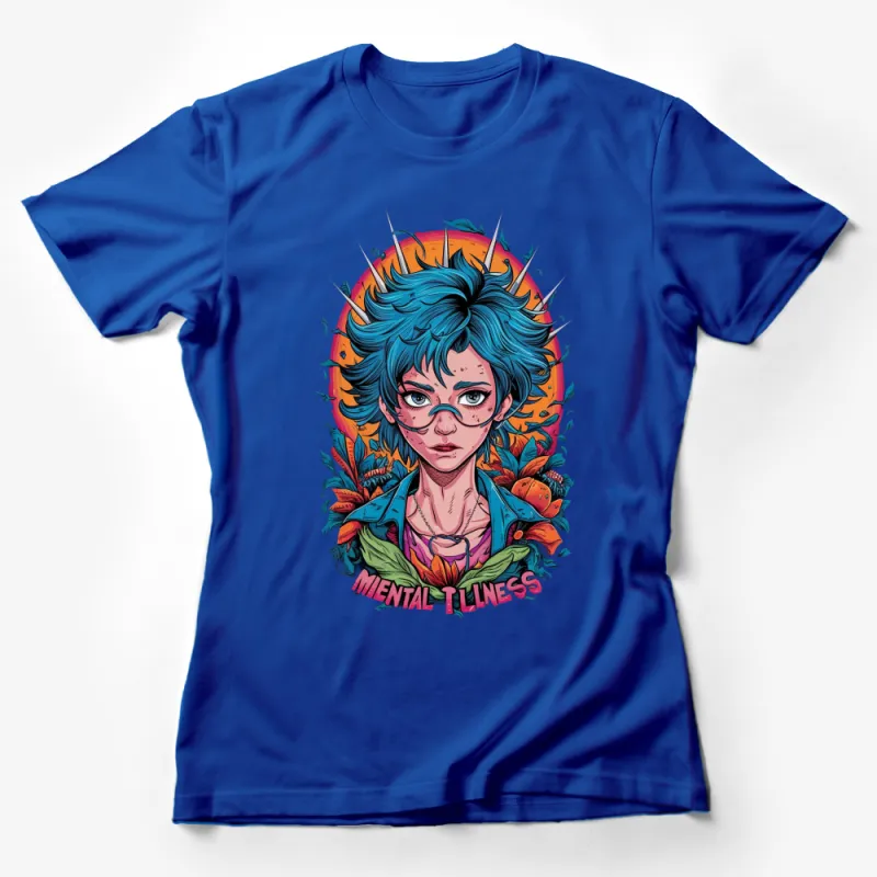 Colorful Anime Style T-Shirt, Mental Illness Awareness, Bold Graphic Tee, Unisex Fashion Female T-Shirt