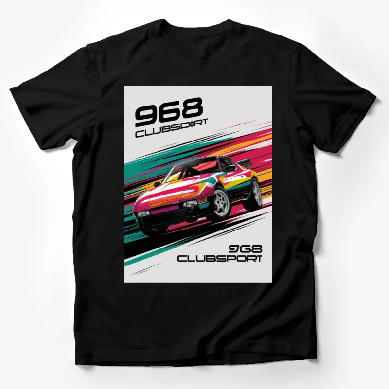 Vintage 968 Clubsport Racing Car T-Shirt, Colorful Retro Motorsport Tee, Unisex Graphic Car Enthusiast Gift Male T-Shirt