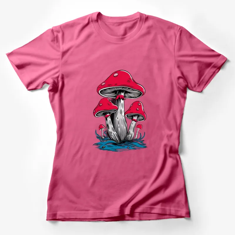 Red Mushroom Graphic T-Shirt, Nature-Inspired Fungi Art, Unisex Casual Tee for Nature Lovers Female T-Shirt