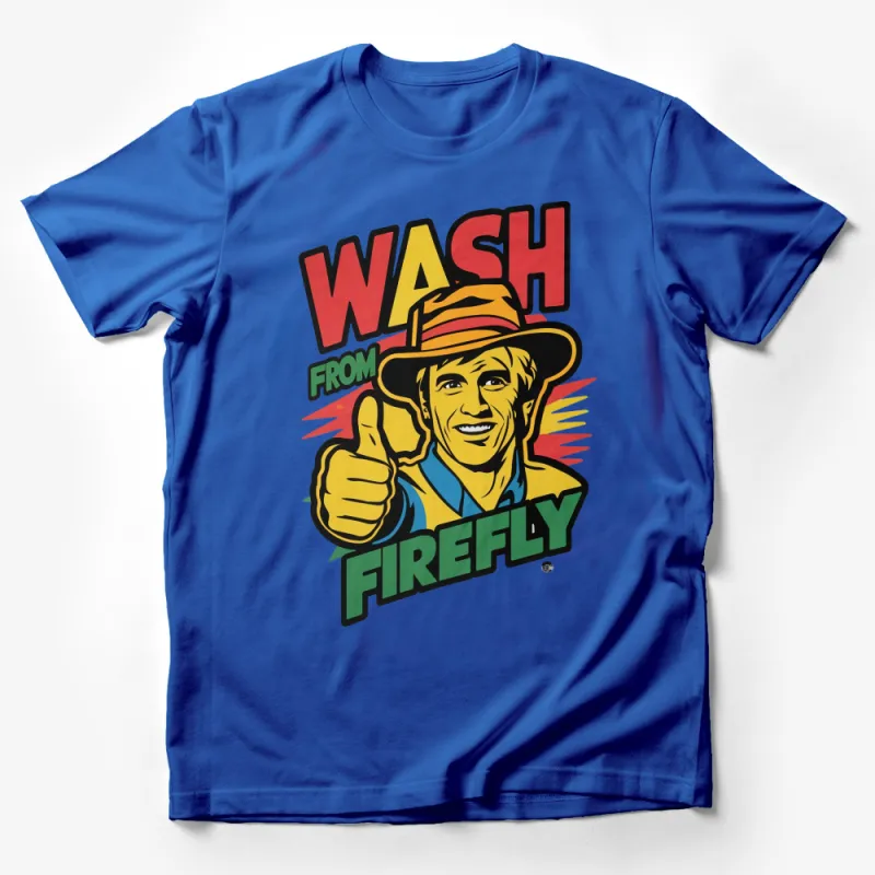 Wash from Firefly T-Shirt, Pop Art Style Graphic Tee, Colorful Retro Shirt Male T-Shirt