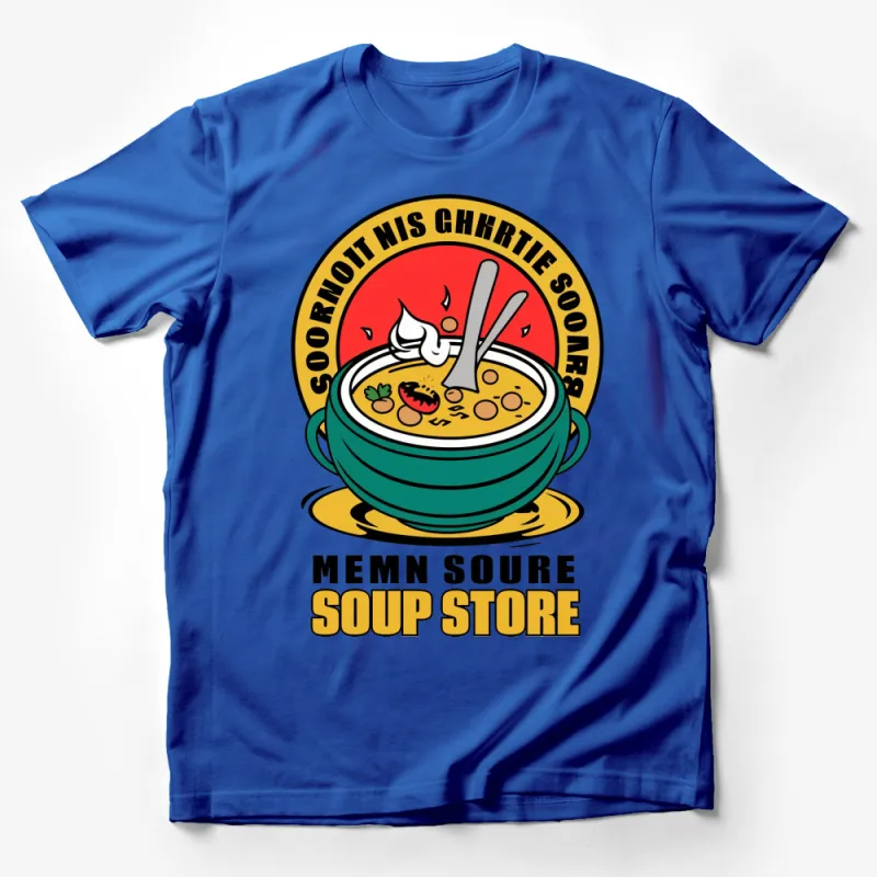 Vintage Style Soup Store Graphic Tee, Charlie Sooners Inspired Colorful T-Shirt Design Male T-Shirt