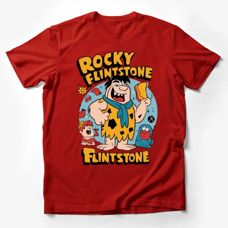 Vintage Rocky Flintstone Cartoon T-Shirt, Classic Animated Character Tee, Fun Retro Style, Collectible 90s Nostalgia Shirt Male T-Shirt