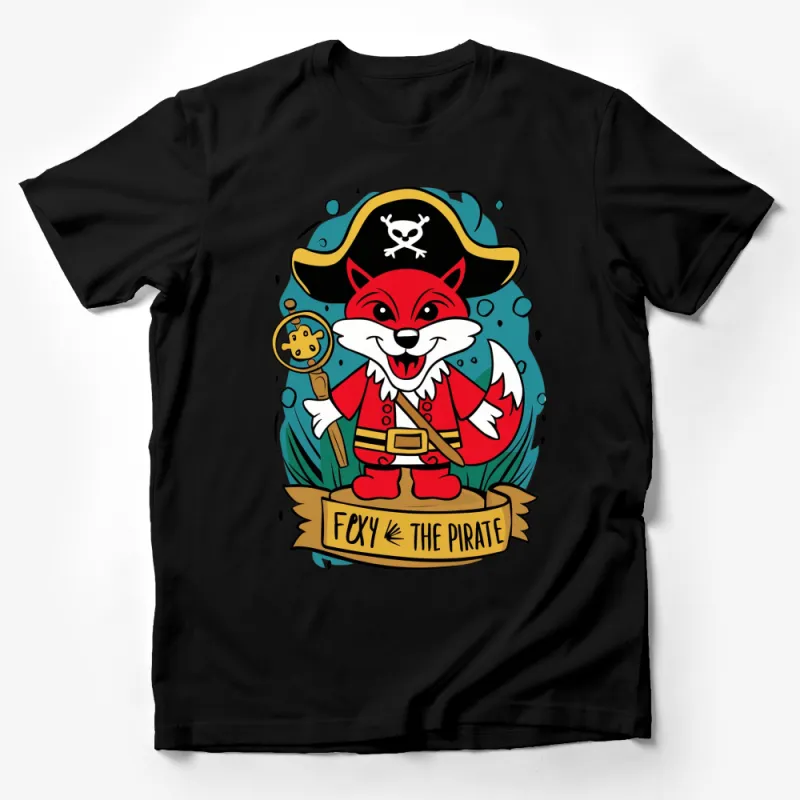 Kids Pirate Fox T-Shirt, Cute Foxy the Pirate Cartoon Tee, Colorful Animal Graphic Shirt for Children Male T-Shirt