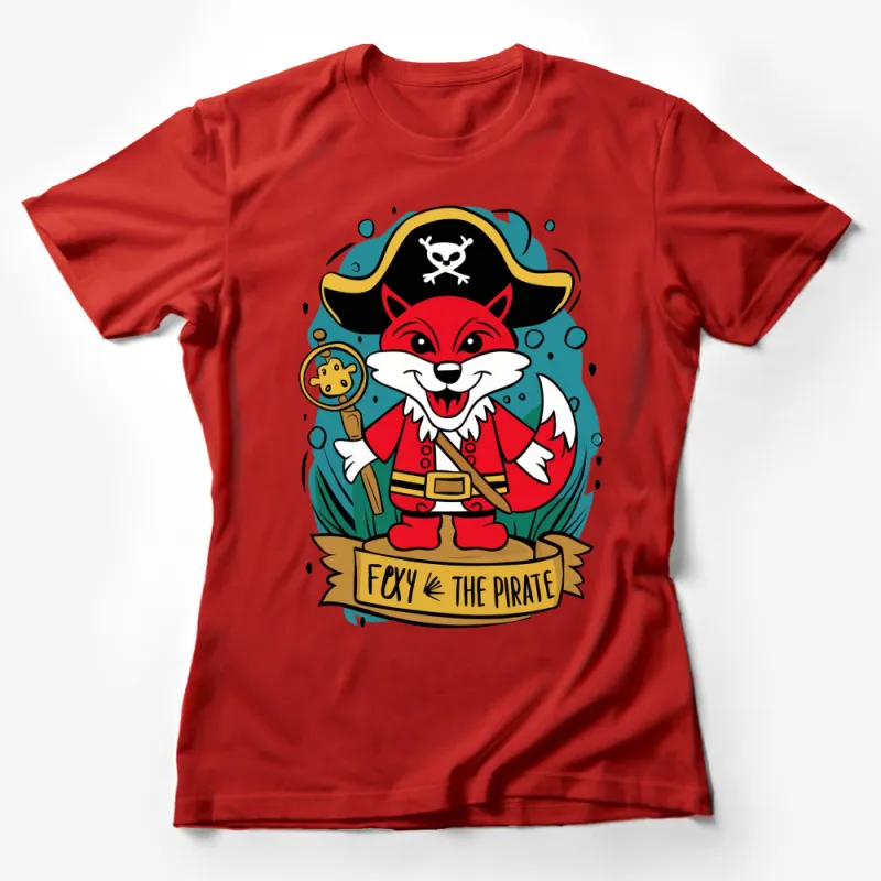 Kids Pirate Fox T-Shirt, Cute Foxy the Pirate Cartoon Tee, Colorful Animal Graphic Shirt for Children Female T-Shirt