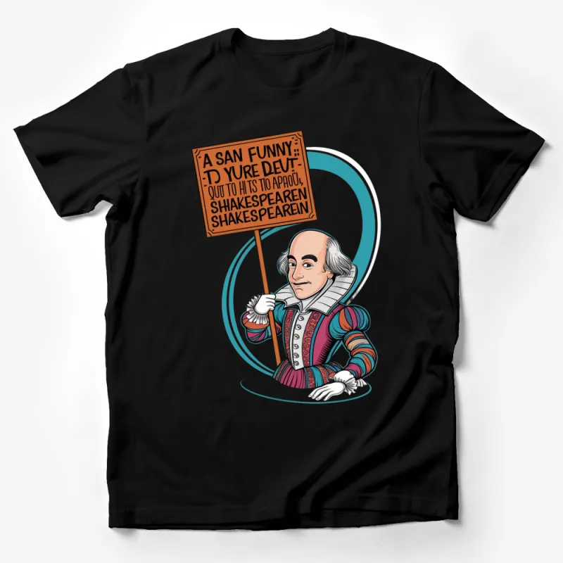 Funny Shakespeare Quote T-Shirt, Vintage Style Cartoon Graphic Tee, Theater Lover Gift, Unique Literary Apparel Male T-Shirt