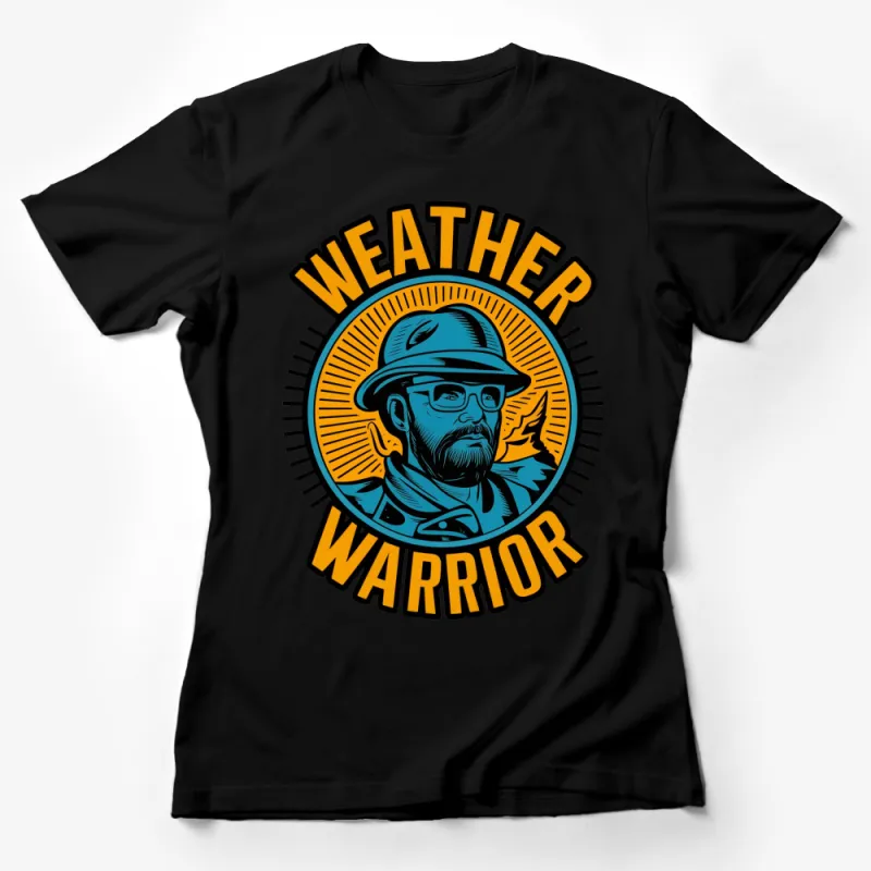 Weather Warrior T-Shirt, Bold Blue and Orange Graphic Tee, Outdoors Adventure Apparel for All Female T-Shirt