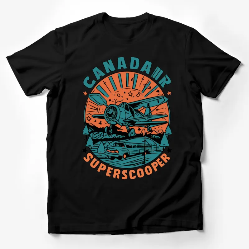 Vintage Canadair Superscooper Airplane T-Shirt, Retro Aviation Tee, Pilot Gift, Aircraft Graphic Shirt Male T-Shirt