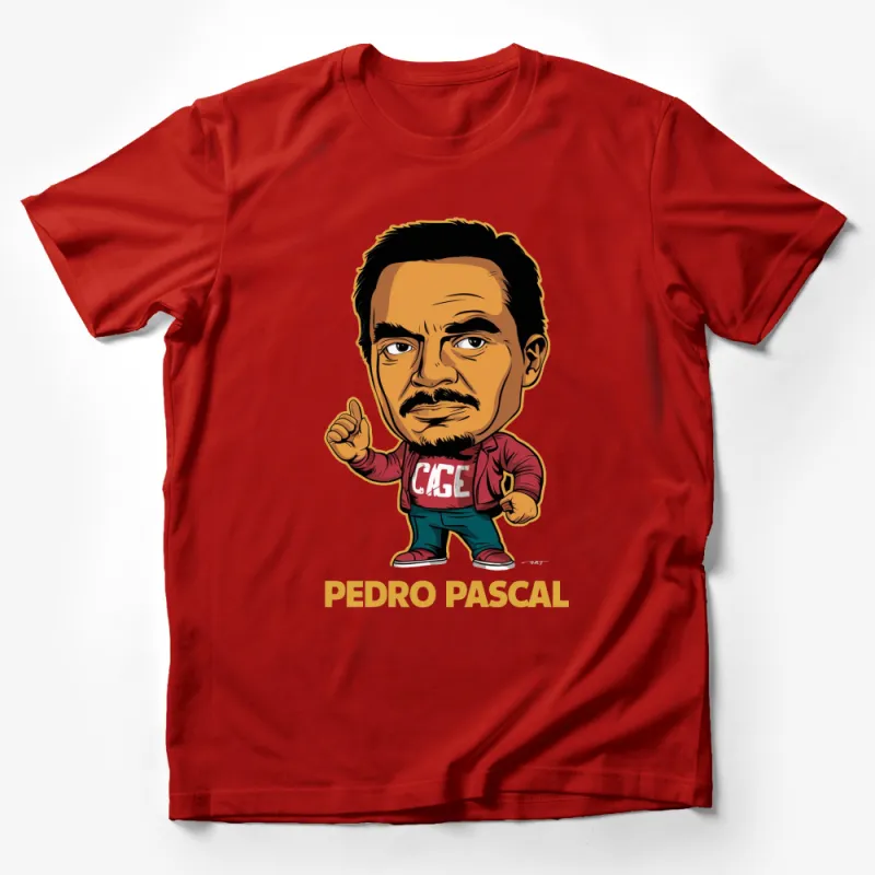 Pedro Pascal Themed T-Shirt, Cartoon Graphic Tee, Fan Art Clothing, Unisex Male T-Shirt