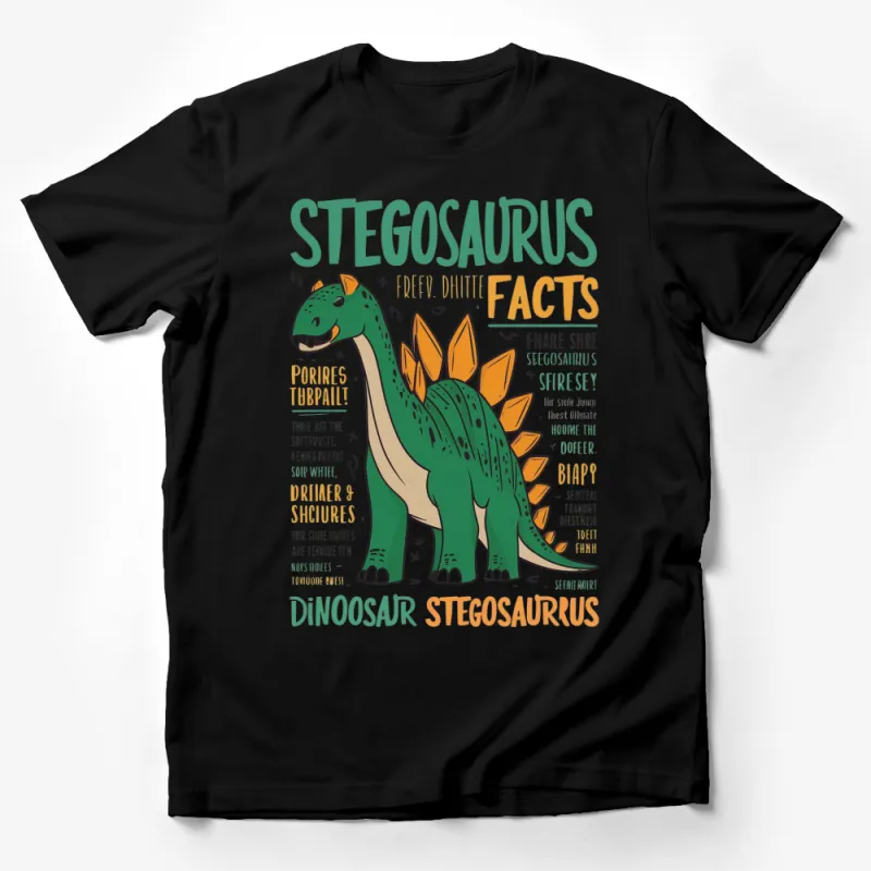 Stegosaurus Dinosaur Fact T-Shirt, Retro Inspired Educational Graphic Tee, Fun Dino Shirt for All Ages Male T-Shirt