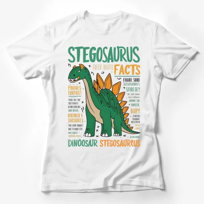 Stegosaurus Dinosaur Fact T-Shirt, Retro Inspired Educational Graphic Tee, Fun Dino Shirt for All Ages Female T-Shirt