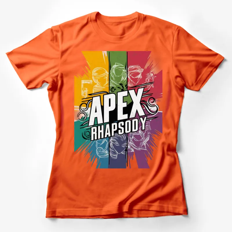 Apex Rhapsody Colorful Music Band T-Shirt, Unique Graphic Tee for Musicians, Bold Design Female T-Shirt