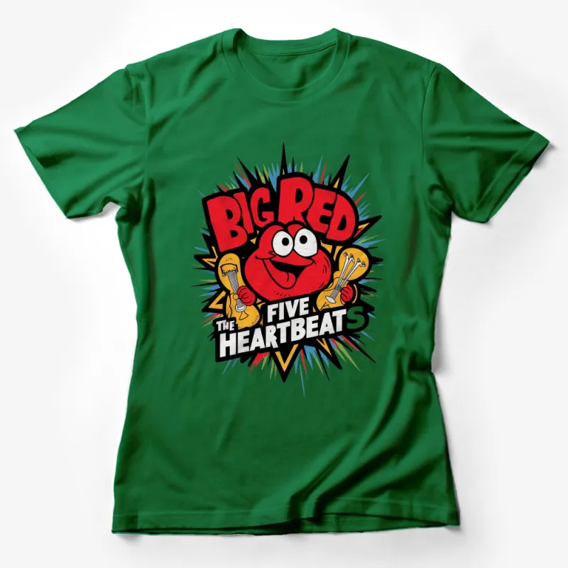 Big Red The Five Heartbeats Comic Style T-Shirt, Vibrant Cartoon Graphic Tee, Unisex Female T-Shirt