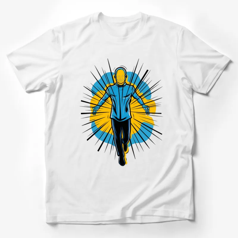 Men's T-Shirt with Graphic Print, Cool Blue Superhero Design, Casual Wear Male T-Shirt