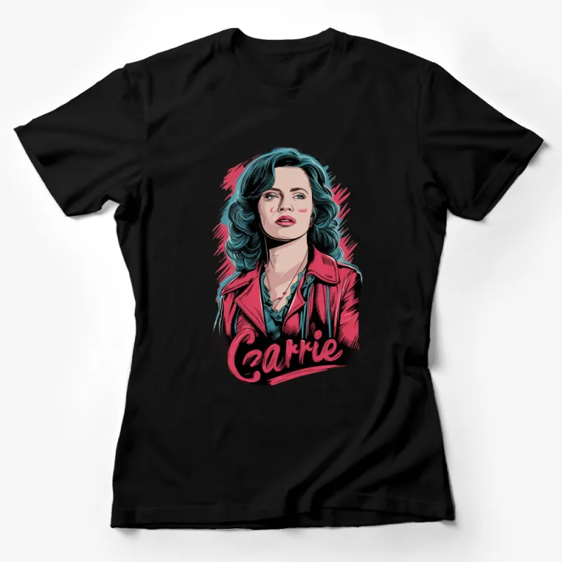 Retro Style Carrie Pop Art Women's T-Shirt, Vibrant Color Graphic Tee, Feminine Fashion Illustration, Unique Gift For Her Female T-Shirt