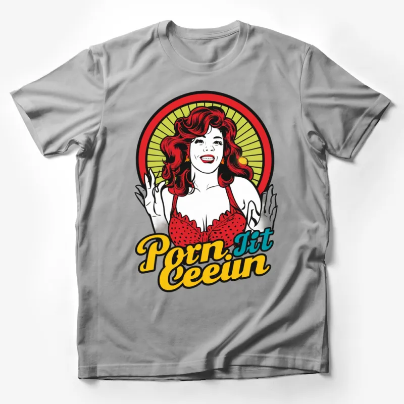 Vintage Pin-Up Girl T-Shirt, Retro Style Redhead Art, Classic Pop Art, Fashion Tee, Unique Gift Idea Male T-Shirt