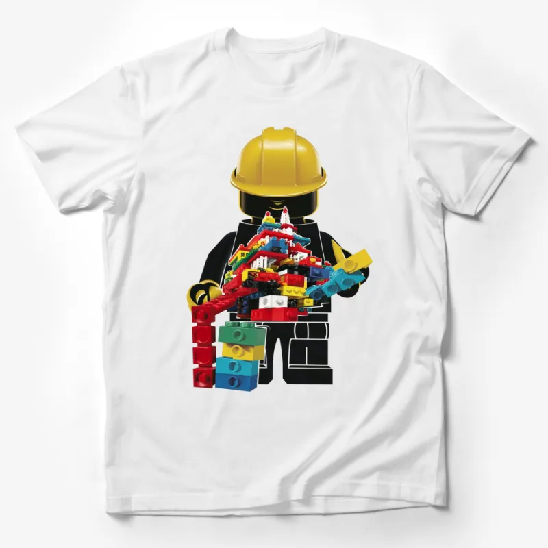 Lego Builder Graphic T-Shirt, Colorful Construction Toy Print for Kids and Adults Male T-Shirt