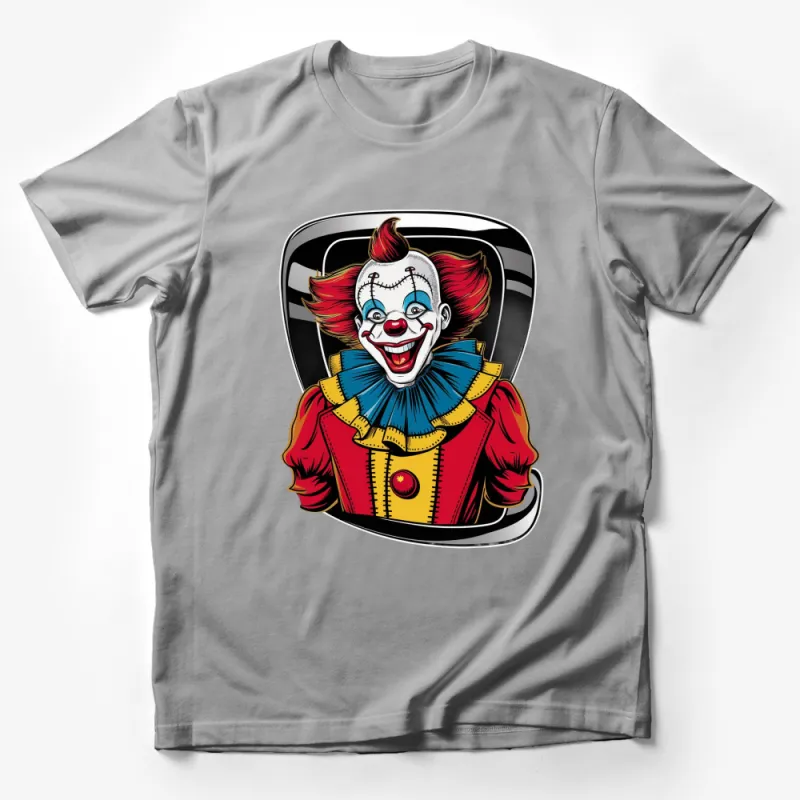 Men's Graphic T-Shirt with Colorful Clown Design, Vintage Circus Style, Unique Creepy Clown Tee Male T-Shirt