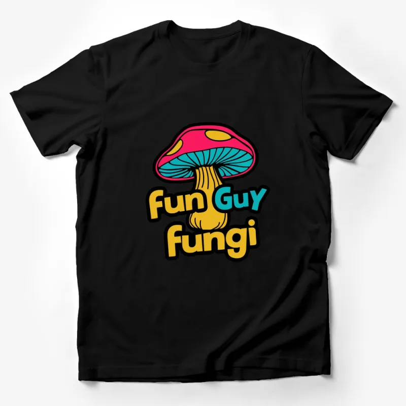 Fun Guy Fungi Mushroom Graphic T-Shirt, Colorful Pink and Yellow, Unisex Tee Male T-Shirt