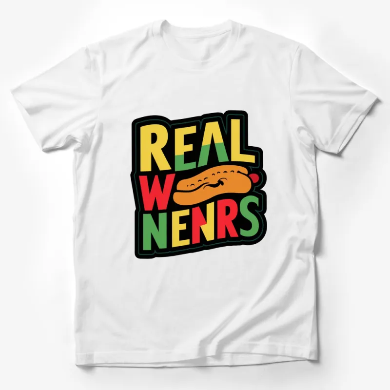 Funny Hot Dog T-Shirt, Real Wieners Graphic Tee, Colorful Casual Shirt for Food Lovers, Unique Gift Idea Male T-Shirt