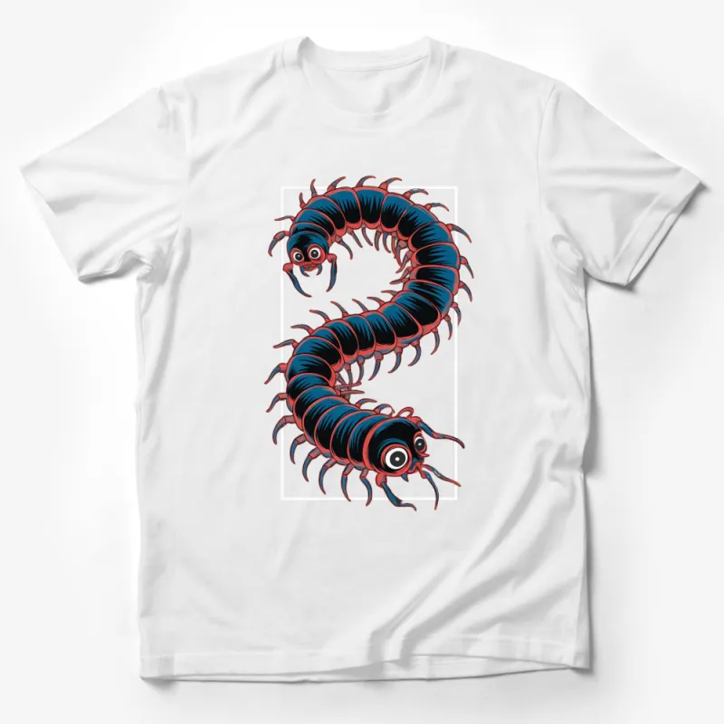 Colorful Centipede Illustration T-Shirt, Artistic Insect Design Tee, Unisex Graphic Shirt for Entomology Enthusiasts Male T-Shirt