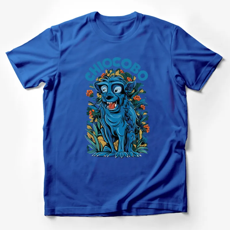 Chocobo Inspired Blue Cartoon Wolf Graphic T-Shirt, Nature and Wildlife Lover Tee Male T-Shirt