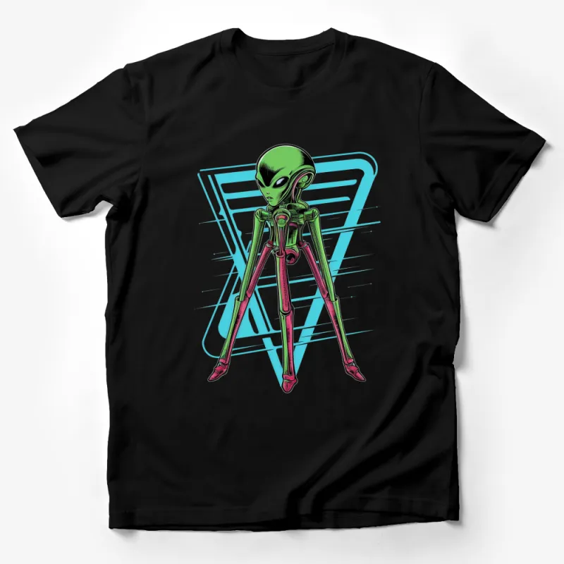 Alien Graphic T-Shirt, Retro Sci-Fi Style Alien Design, Unisex Tee Male T-Shirt