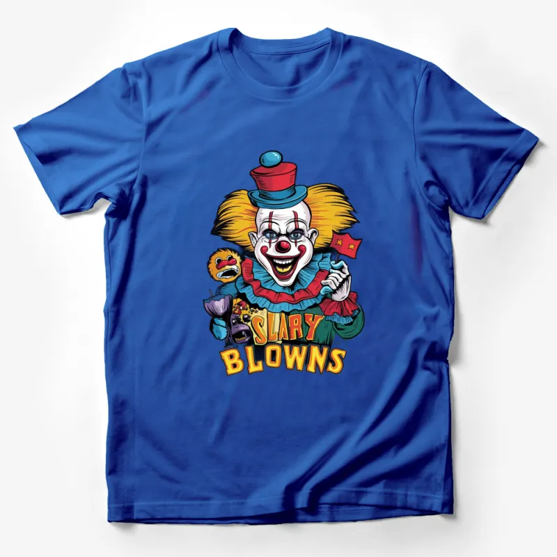 Scary Clown T-Shirt, Creepy Horror Clown Graphic Tee, Colorful Circus Clown Shirt, Halloween Costume Idea Male T-Shirt