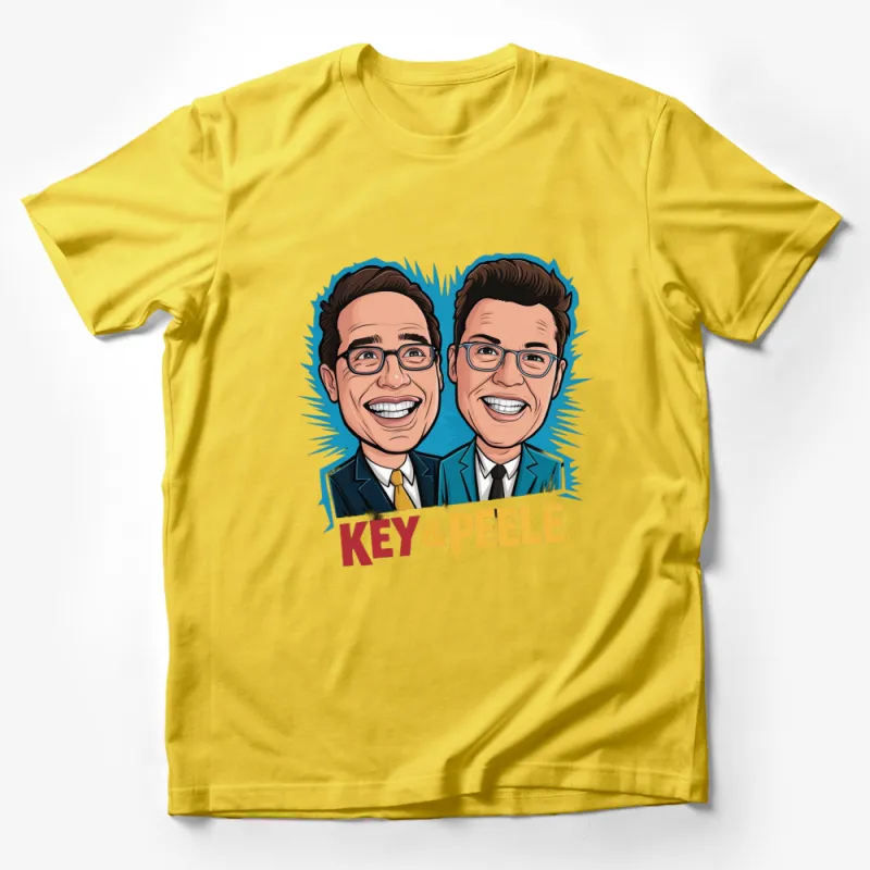 Key and Peele Cartoon Portrait T-Shirt, Funny Comedy Duo Graphic Tee, Unique Gift for TV Show Fans Male T-Shirt