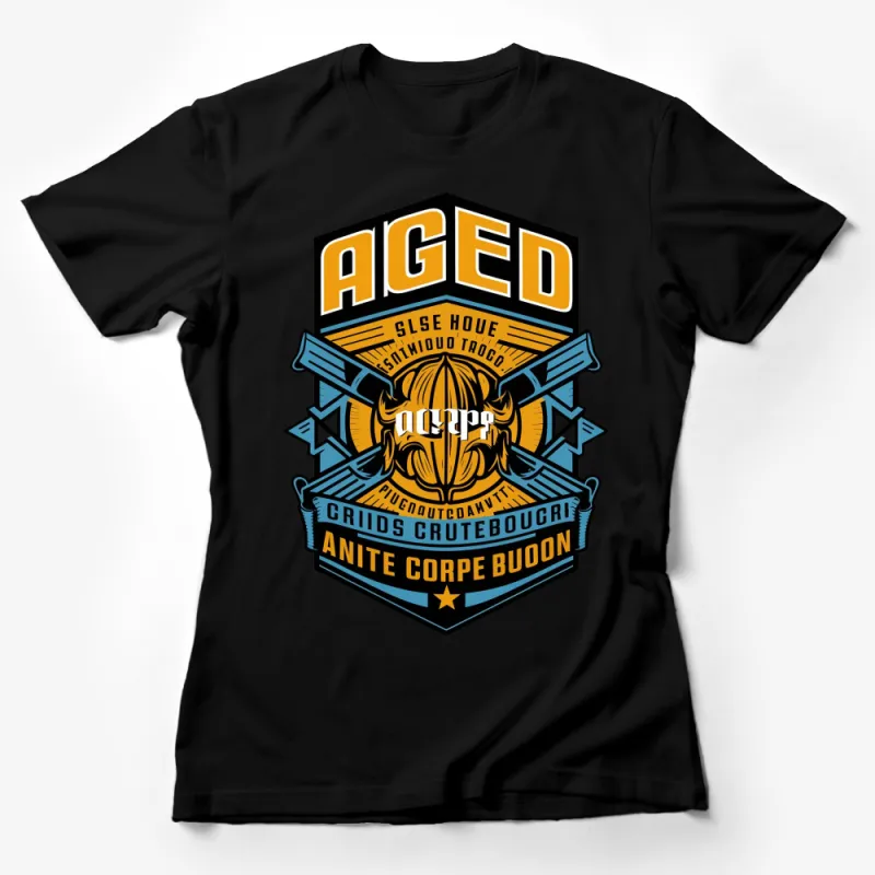 Vintage Aged Logo T-Shirt, Retro Barbell Graphic Tee, Unique Fitness Apparel Female T-Shirt