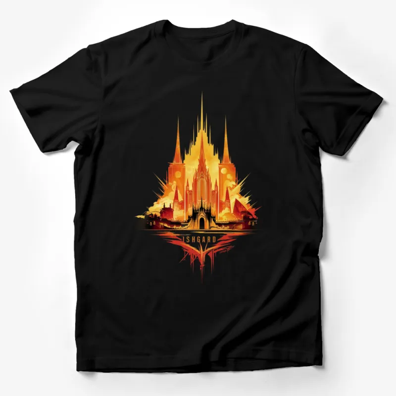 Fantasy Castle T-Shirt, Epic Medieval Fortress Graphic Tee, Asgard Inspired, Unique Gift Idea Male T-Shirt